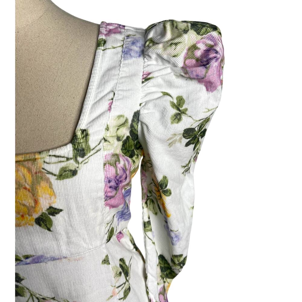 LoveShackFancy 6 Corduroy Ellington Puff Sleeve Midi Dress $345 Square Neck - Picture 3 of 9